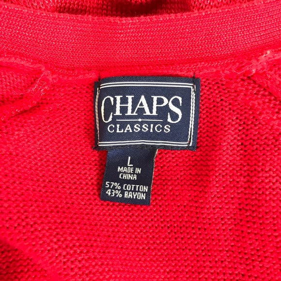 Chaps Ralph Lauren Large Red Cardigan Sweater - Picture 7 of 9